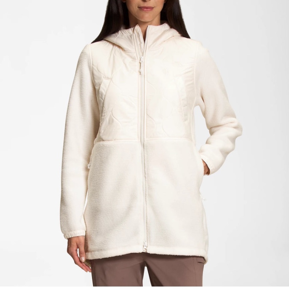 W Large The North Face Royal Arch quilted zip up fleece parka Gardenia White